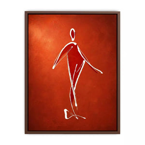 minimalist woman line art, abstract figure Canvas Print, modern red Canvas Print, simple line drawing decor