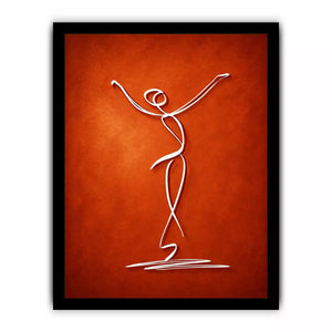 minimalist dancing figure art, abstract line art canvas, modern red Canvas Print, expressive figure drawing decor