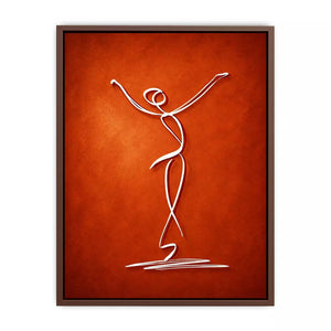 minimalist dancing figure art, abstract line art canvas, modern red Canvas Print, expressive figure drawing decor