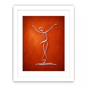 minimalist dancing figure art, abstract line art canvas, modern red Canvas Print, expressive figure drawing decor