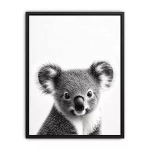 koala black white Canvas Print, minimalist animal portrait canvas, cute koala print, modern wildlife decor