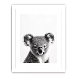 koala black white Canvas Print, minimalist animal portrait canvas, cute koala print, modern wildlife decor