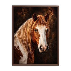 horse portrait Canvas Print canvas, realistic horse painting decor, rustic equine artwork, brown white horse Canvas Print