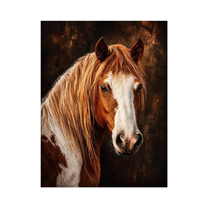 horse portrait Canvas Print canvas, realistic horse painting decor, rustic equine artwork, brown white horse Canvas Print