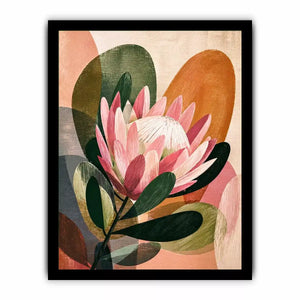 abstract protea flower botanical Canvas Print with earthy tones and modern shapes