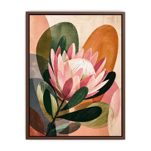 abstract protea flower botanical Canvas Print with earthy tones and modern shapes