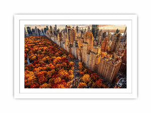 new york city skyline with central park autumn colors aerial view Canvas Print