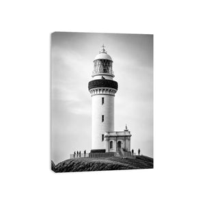 minimal black and white lighthouse architecture wall art canvas