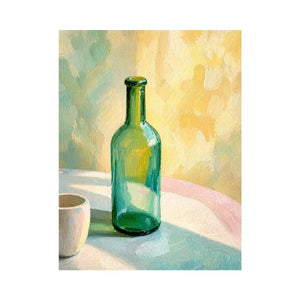 minimal pastel still life bottle painting Canvas Print canvas with soft light