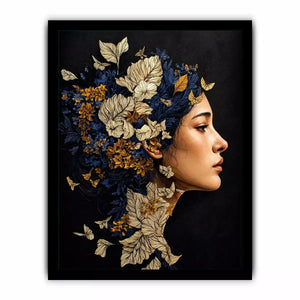 modern woman portrait with floral botanical elements luxury Canvas Print canvas