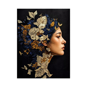 modern woman portrait with floral botanical elements luxury Canvas Print canvas