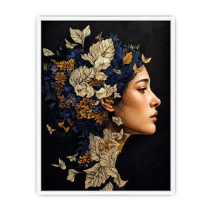 modern woman portrait with floral botanical elements luxury Canvas Print canvas