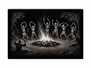 vintage skeleton dance around fire gothic Canvas Print canvas