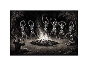 vintage skeleton dance around fire gothic Canvas Print canvas