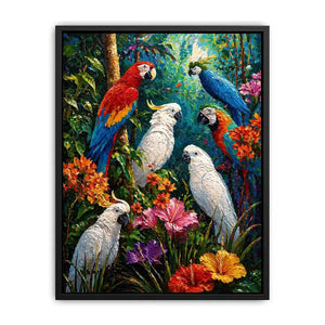 colorful tropical parrot painting Canvas Print canvas jungle birds vibrant textured artwork