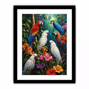 colorful tropical parrot painting Canvas Print canvas jungle birds vibrant textured artwork