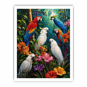 colorful tropical parrot painting Canvas Print canvas jungle birds vibrant textured artwork