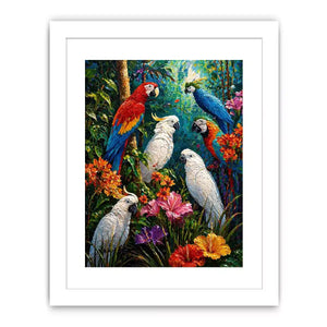 colorful tropical parrot painting Canvas Print canvas jungle birds vibrant textured artwork