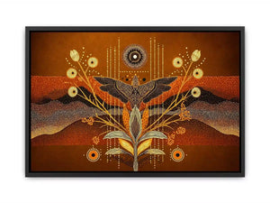 gold abstract bird Canvas Print canvas boho modern earthy geometric design