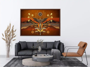 gold abstract bird Canvas Print canvas boho modern earthy geometric design