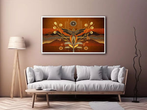 gold abstract bird Canvas Print canvas boho modern earthy geometric design