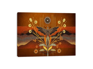 gold abstract bird Canvas Print canvas boho modern earthy geometric design