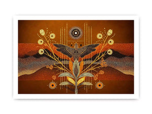 gold abstract bird Canvas Print canvas boho modern earthy geometric design