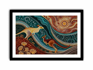 aboriginal kangaroo dot painting Canvas Print canvas earthy tribal australian design