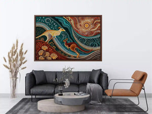 aboriginal kangaroo dot painting Canvas Print canvas earthy tribal australian design