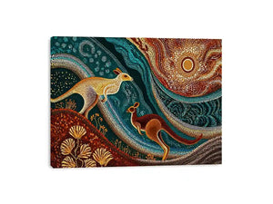 aboriginal kangaroo dot painting Canvas Print canvas earthy tribal australian design