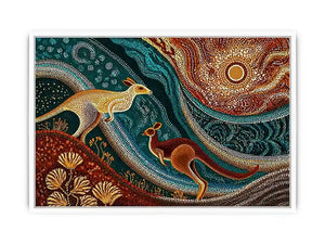 aboriginal kangaroo dot painting Canvas Print canvas earthy tribal australian design