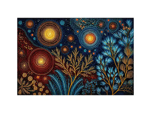 abstract cosmic botanical Canvas Print canvas celestial sky plants modern boho design
