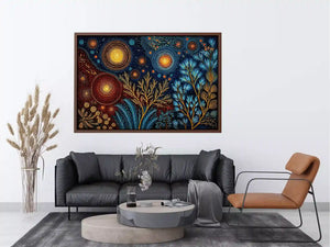 abstract cosmic botanical Canvas Print canvas celestial sky plants modern boho design