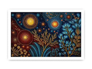 abstract cosmic botanical Canvas Print canvas celestial sky plants modern boho design