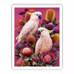 tropical cockatoo floral Canvas Print canvas colorful bird painting modern boho decor