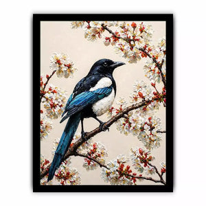 minimal bird blossom Canvas Print canvas elegant floral branch painting neutral decor