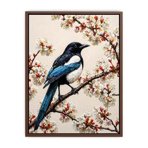 minimal bird blossom Canvas Print canvas elegant floral branch painting neutral decor