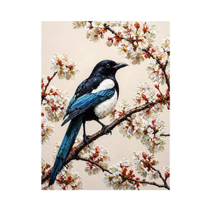 minimal bird blossom Canvas Print canvas elegant floral branch painting neutral decor