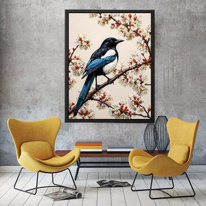minimal bird blossom Canvas Print canvas elegant floral branch painting neutral decor