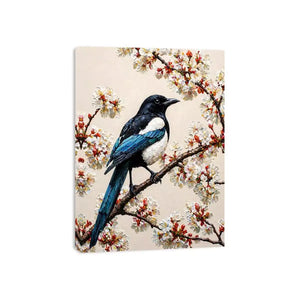 minimal bird blossom Canvas Print canvas elegant floral branch painting neutral decor