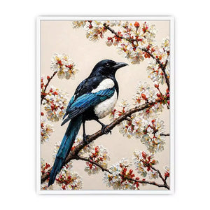 minimal bird blossom Canvas Print canvas elegant floral branch painting neutral decor
