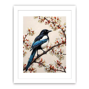 minimal bird blossom Canvas Print canvas elegant floral branch painting neutral decor