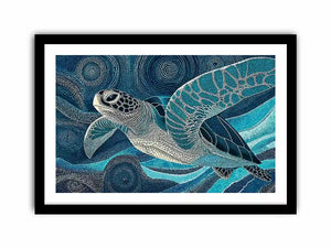 sea turtle ocean Canvas Print canvas blue coastal marine decor abstract waves