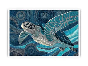 sea turtle ocean Canvas Print canvas blue coastal marine decor abstract waves