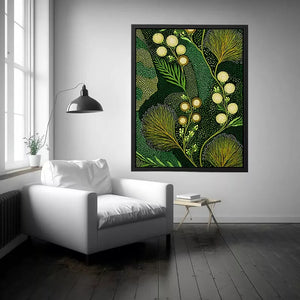 green botanical pattern Canvas Print canvas leafy nature modern biophilic decor