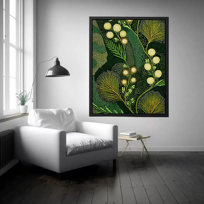 green botanical pattern Canvas Print canvas leafy nature modern biophilic decor