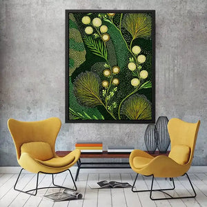 green botanical pattern Canvas Print canvas leafy nature modern biophilic decor