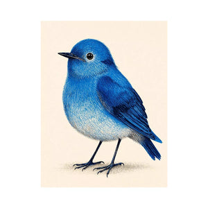 Minimalist blue bird illustration Canvas Print, modern nature decor