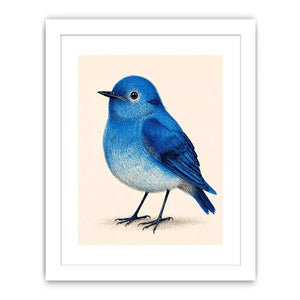 Minimalist blue bird illustration Canvas Print, modern nature decor