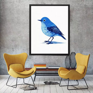 Minimalist blue bird illustration Canvas Print with clean white background